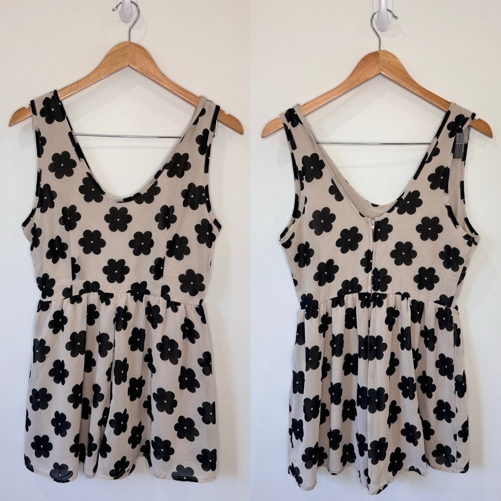 Heart Soul Floral Black Beige Romper (M)